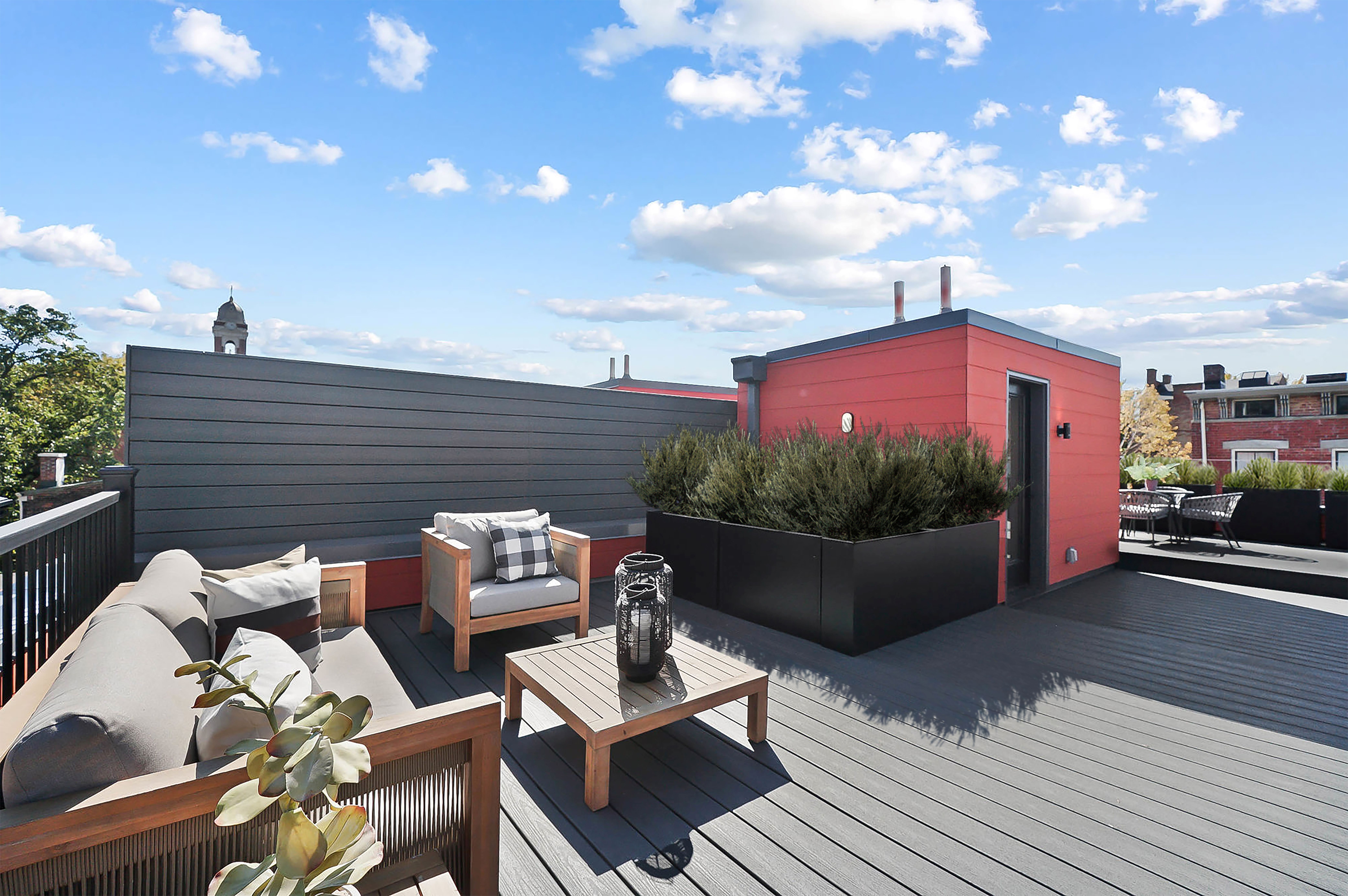 The rooftop terrace.